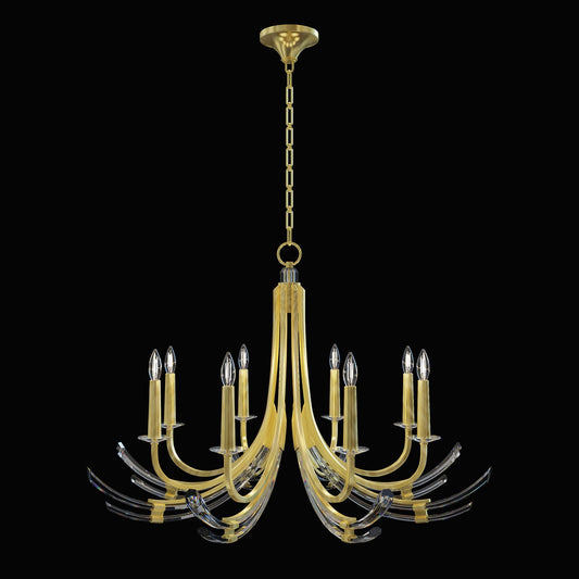 39.5-Inch Hand-Carved Crystal Chandelier / Gold