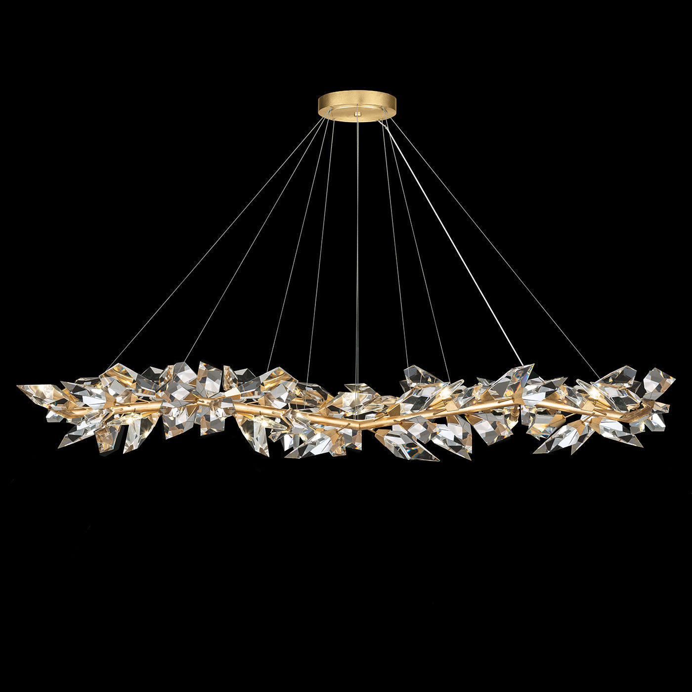 Triple-Tier Crystal Leaf Pendant Light / Gold