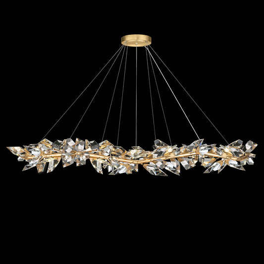 Triple-Tier Crystal Leaf Pendant Light / Gold