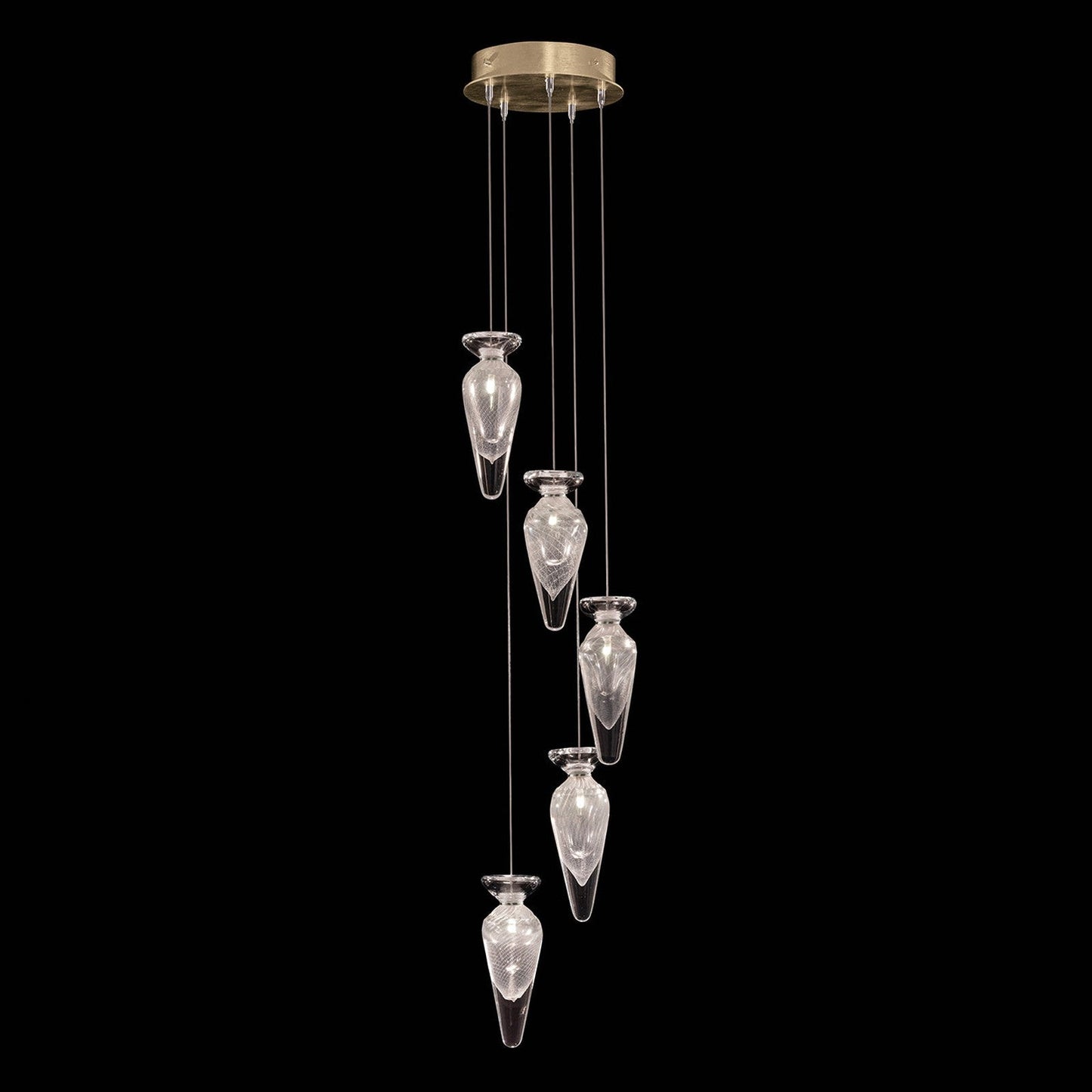 11.5-Inch Hand-Blown Glass Pendant Light / Gold Tear / Gold