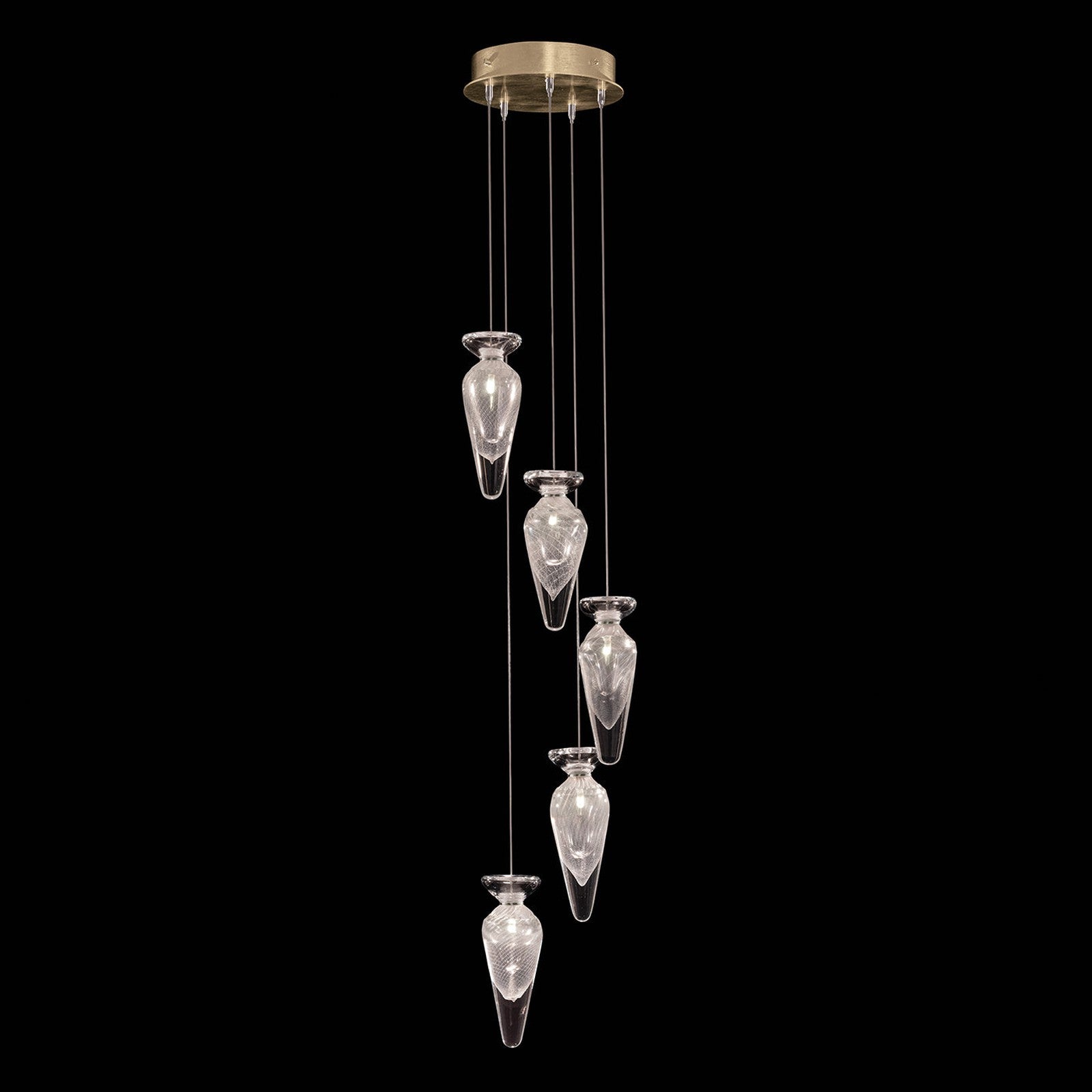 11.5-Inch Hand-Blown Glass Pendant Light / Gold Tear / Gold