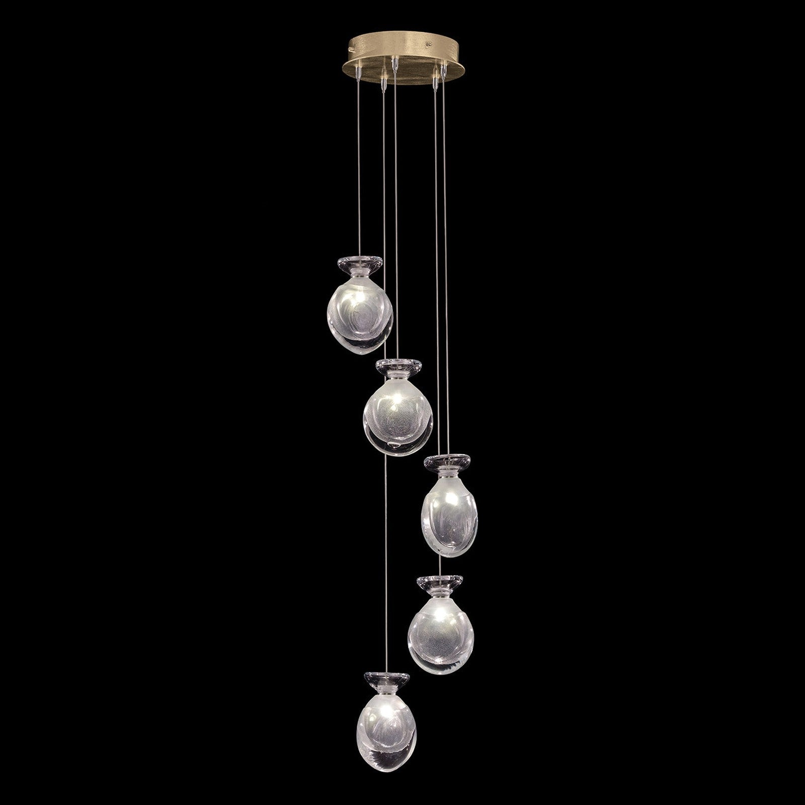 11.5-Inch Hand-Blown Glass Pendant Light / Gold Mix / Gold