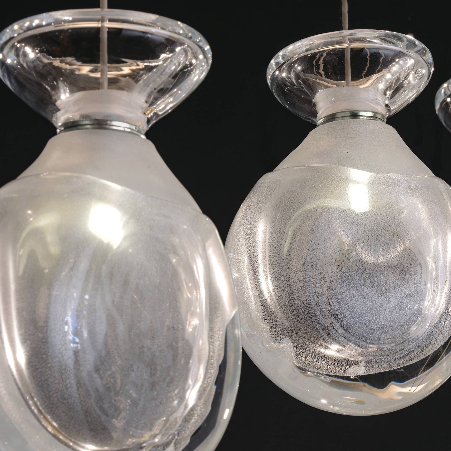 11.5-Inch Hand-Blown Glass Pendant Light / Clear Mix / Silver