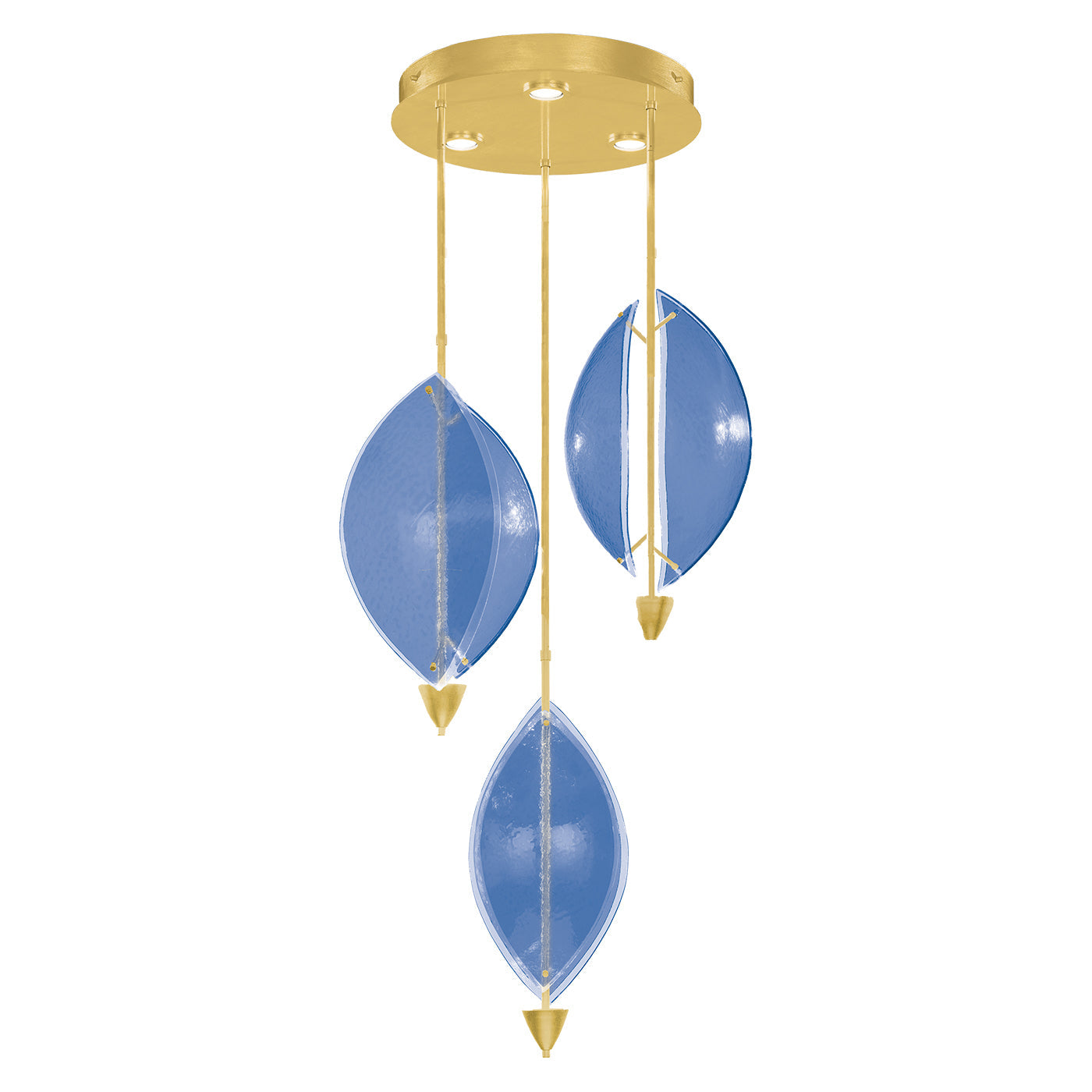 28.5-Inch Sculptural Glass Pendant Light / Gold Leaf/Blue