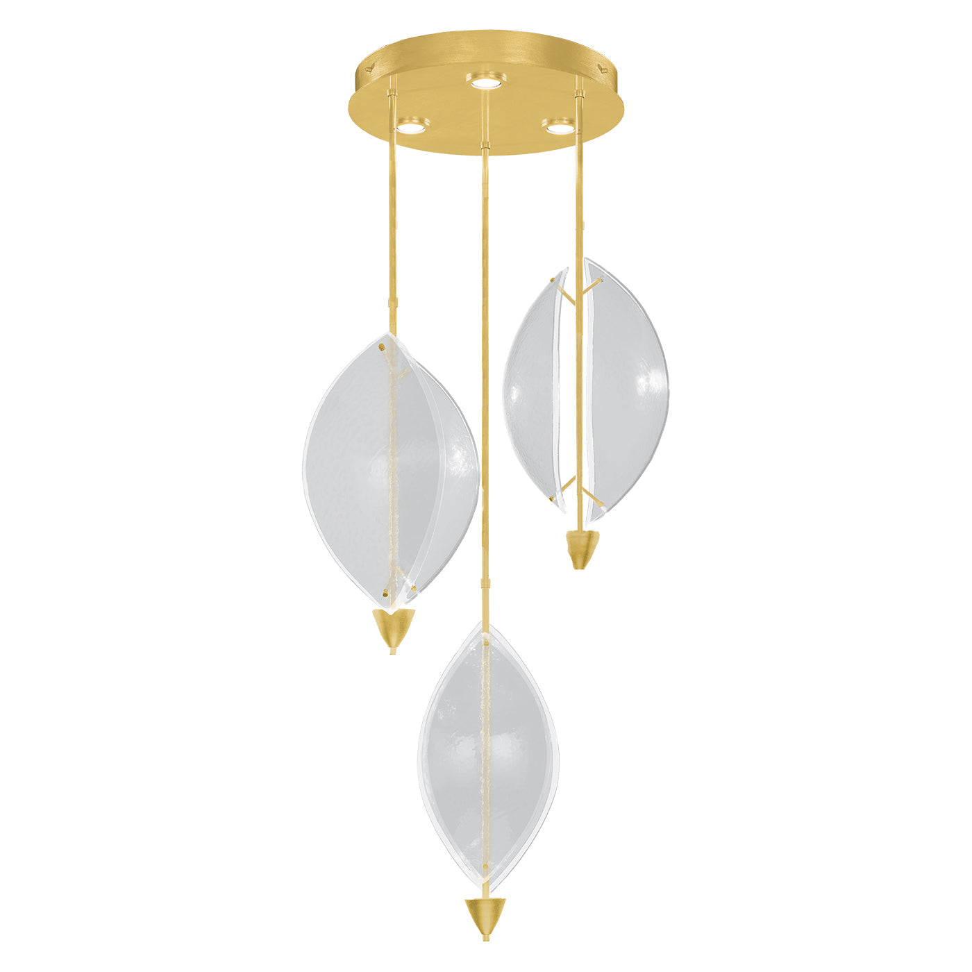 28.5-Inch Sculptural Glass Pendant Light / Gold Leaf/Clear