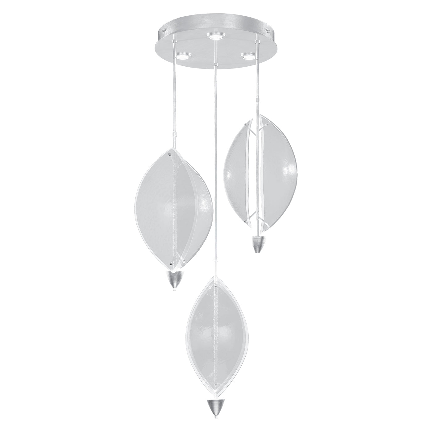 28.5-Inch Sculptural Glass Pendant Light / Silver Leaf/Clear