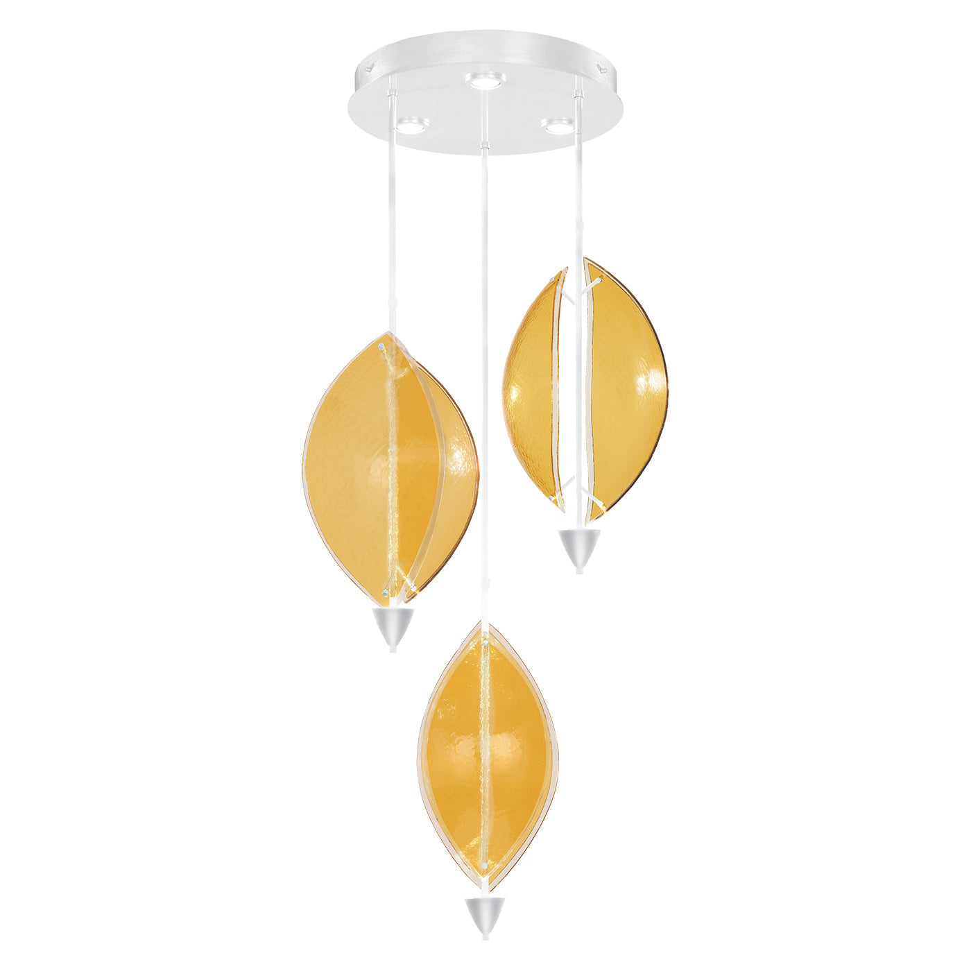 28.5-Inch Sculptural Glass Pendant Light / White/Amber