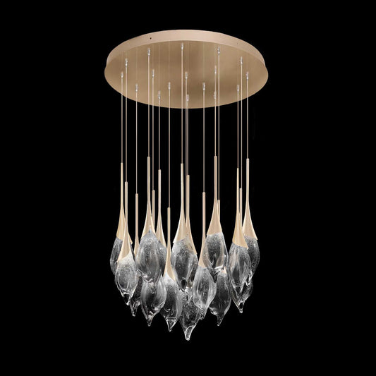 32.75-Inch Hand-Pulled Glass Low Pendant Light / Champagne