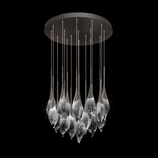 32.75-Inch Hand-Pulled Glass Low Pendant Light / Midnight Steel