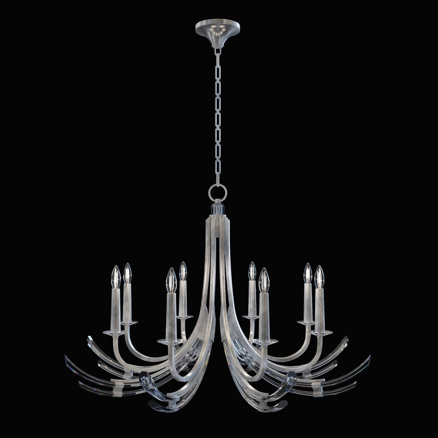 39.5-Inch Hand-Carved Crystal Chandelier / Silver