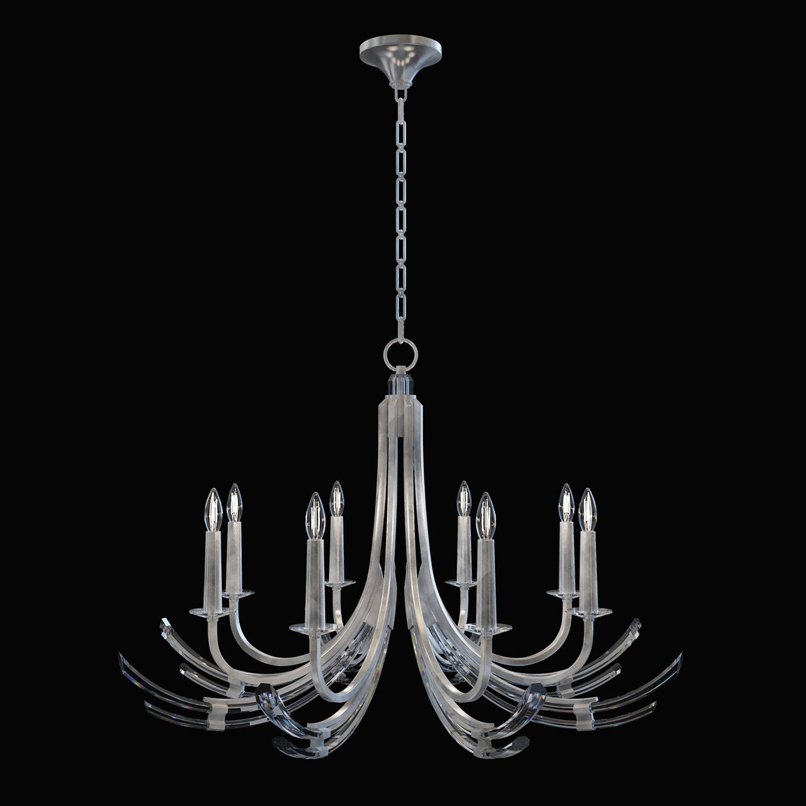 39.5-Inch Hand-Carved Crystal Chandelier / Silver