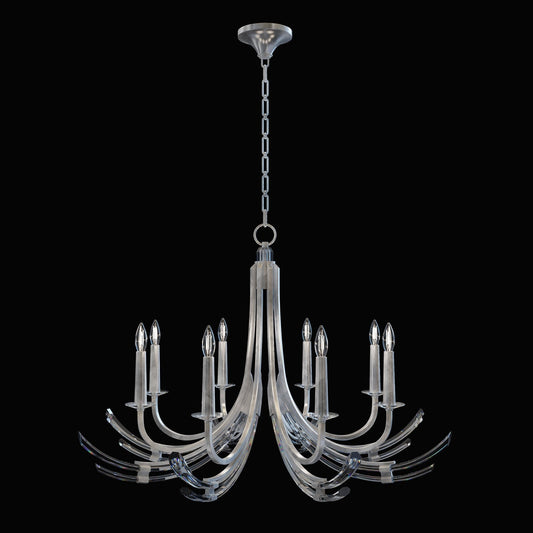 39.5-Inch Hand-Carved Crystal Chandelier / Silver
