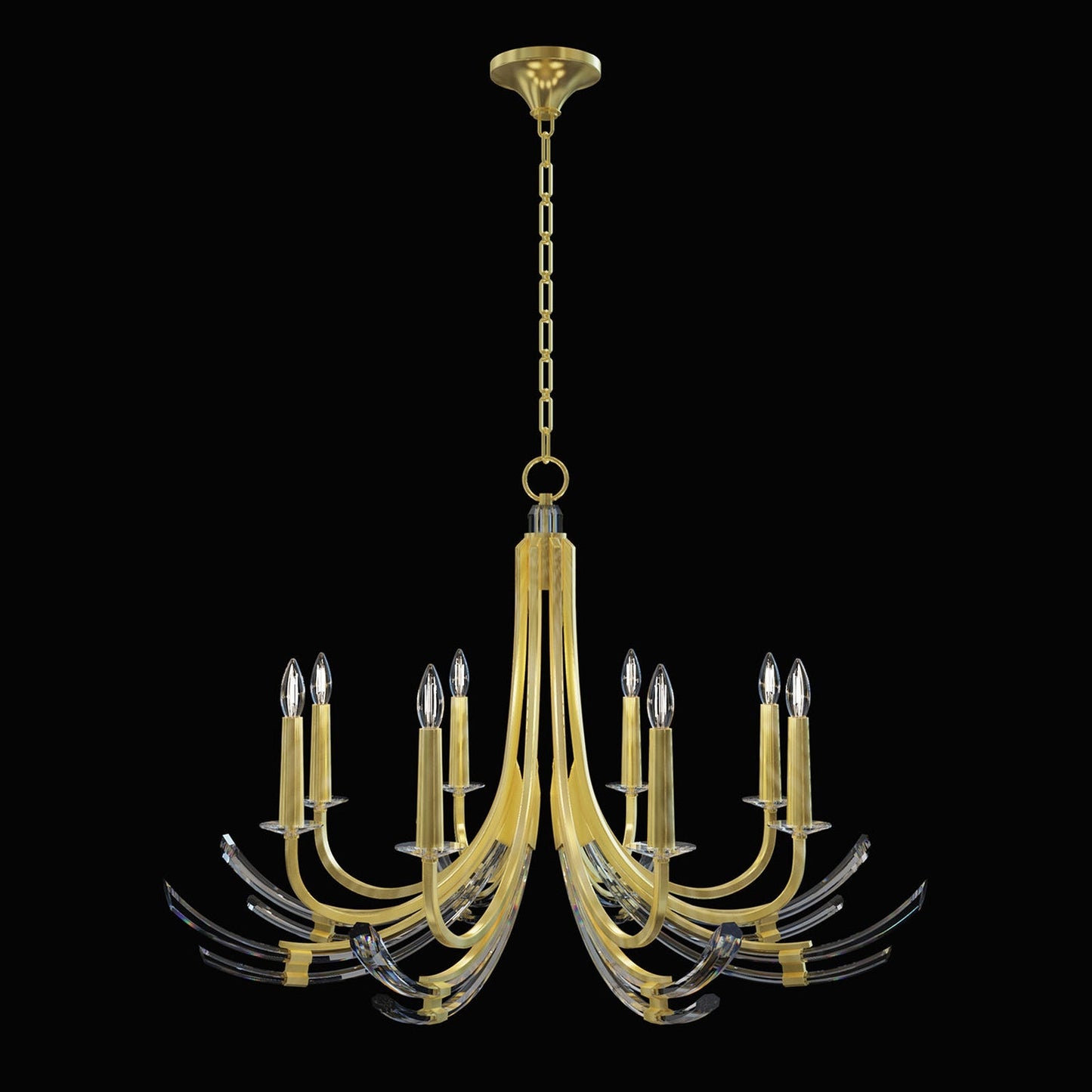 39.5-Inch Hand-Carved Crystal Chandelier / Gold