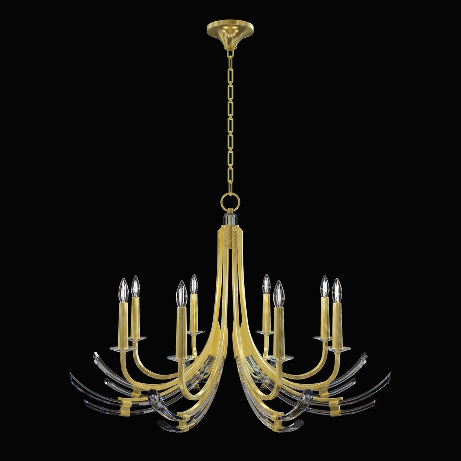 39.5-Inch Hand-Carved Crystal Chandelier / Gold