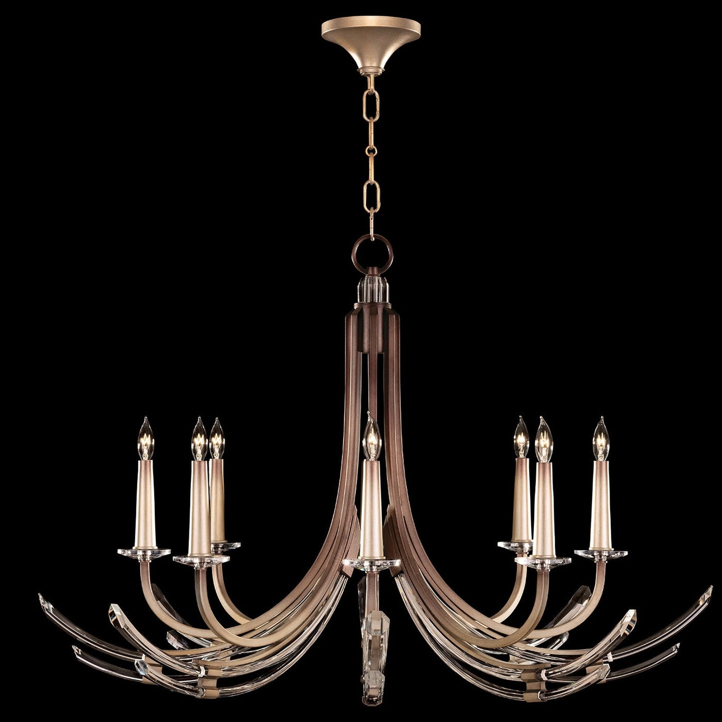 39.5-Inch Hand-Carved Crystal Chandelier / Bronze