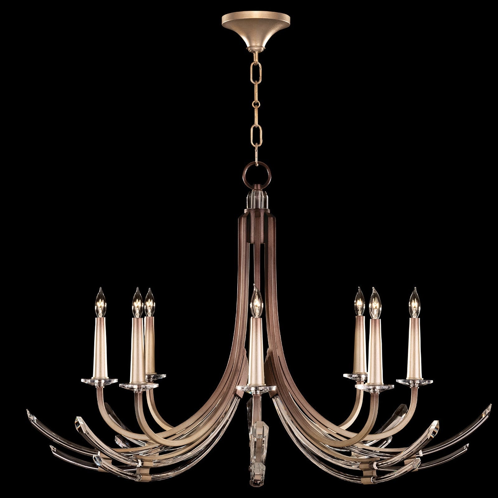 39.5-Inch Hand-Carved Crystal Chandelier / Bronze