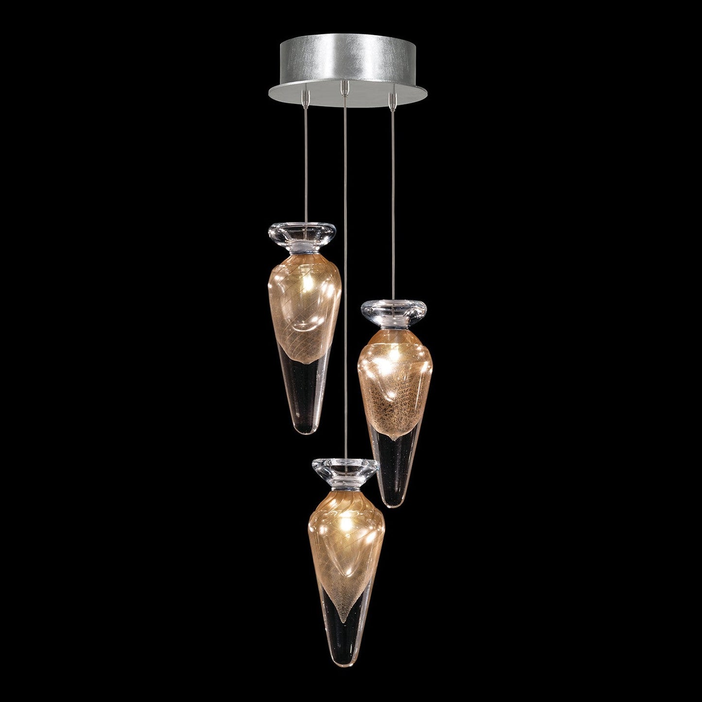 8.5-Inch Hand-Blown Glass Pendant Light / Gold Tear / Gold