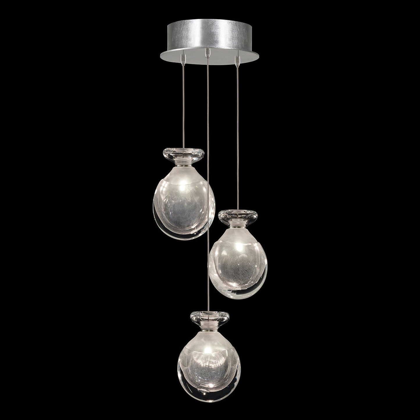 8.5-Inch Hand-Blown Glass Pendant Light / Clear Mix / Silver