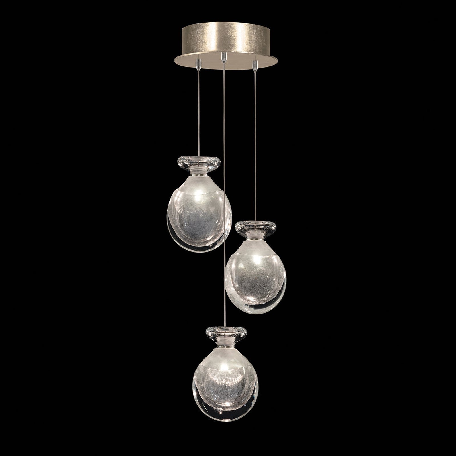 8.5-Inch Hand-Blown Glass Pendant Light / Clear Mix / Gold