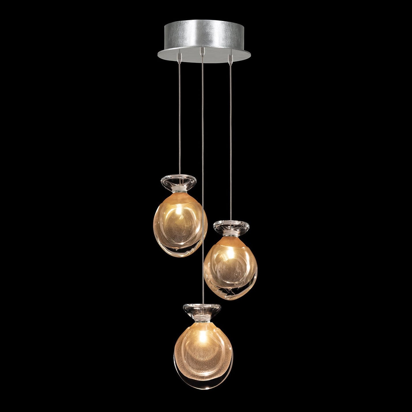 8.5-Inch Hand-Blown Glass Pendant Light / Gold Mix / Silver