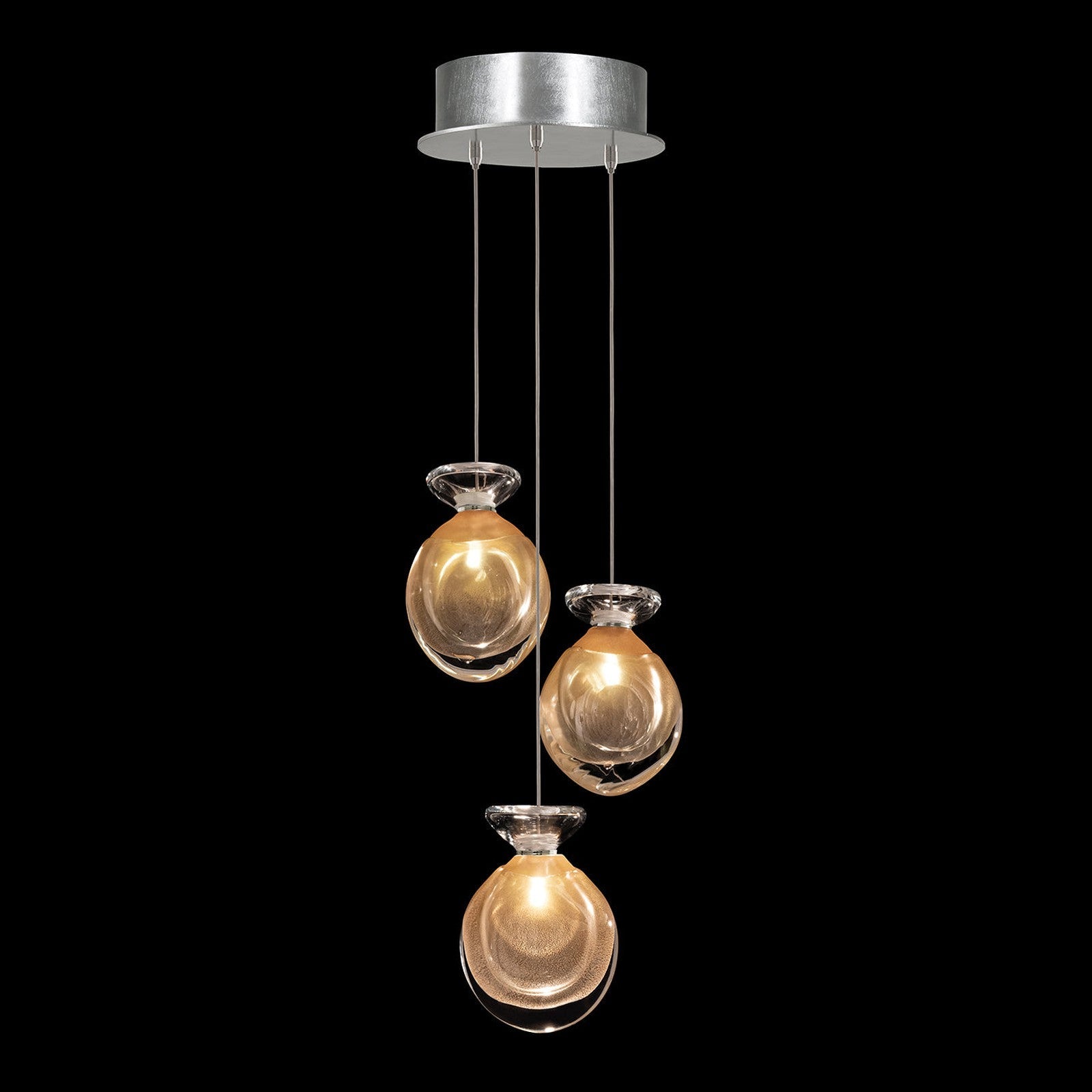 8.5-Inch Hand-Blown Glass Pendant Light / Gold Mix / Silver