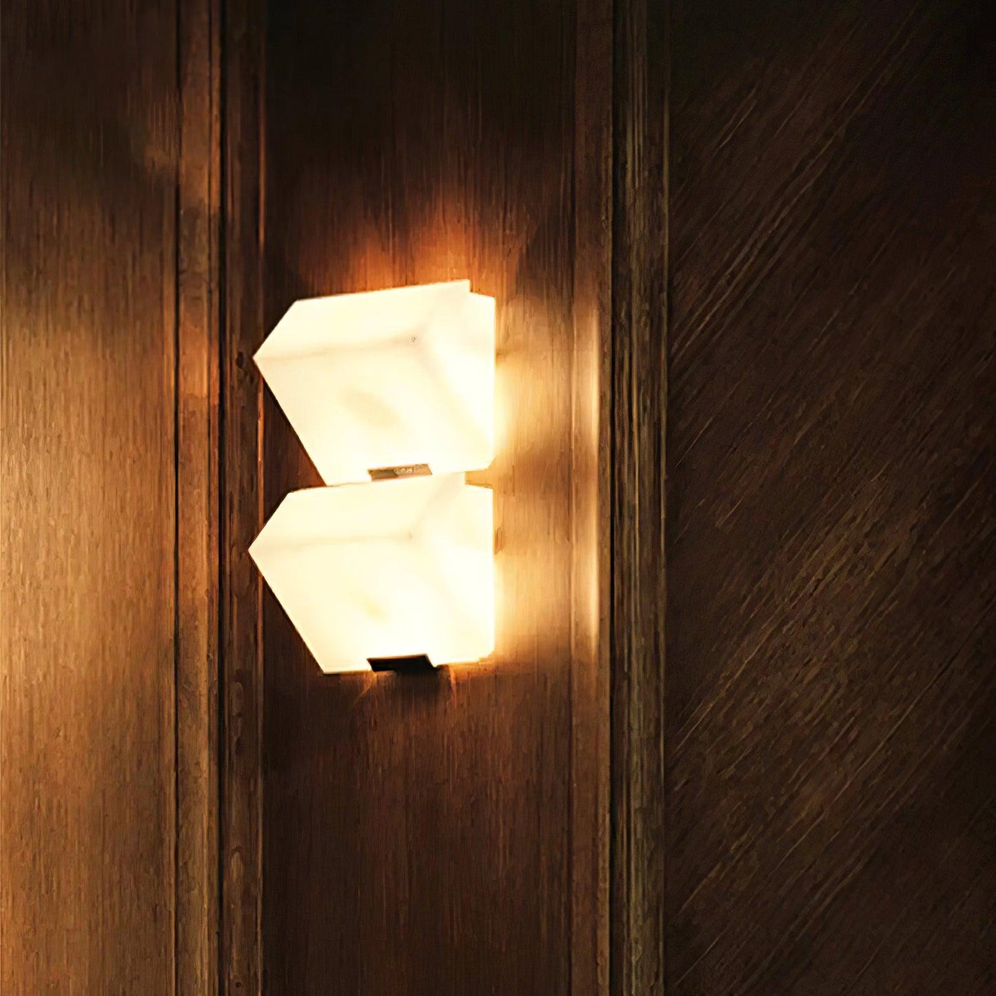 Alabaster Panel LED Wall Light / L 5.5″ x H 5.1″ / L 14cm x H 13cm Set of 2 / White / Warm Light