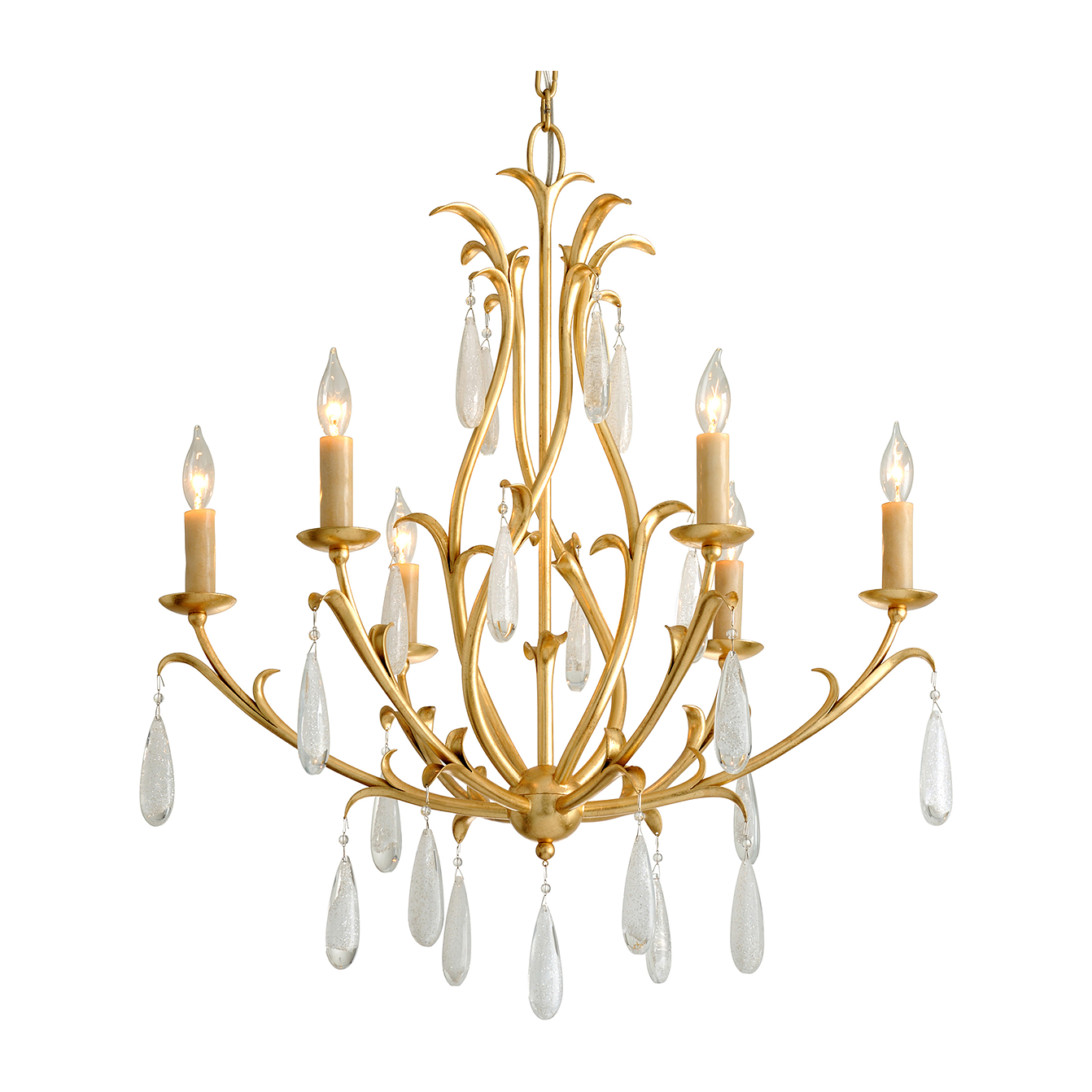 Corbett Prosecco 6 Light Gold Leaf Chandelier Ceiling Light / Default Title