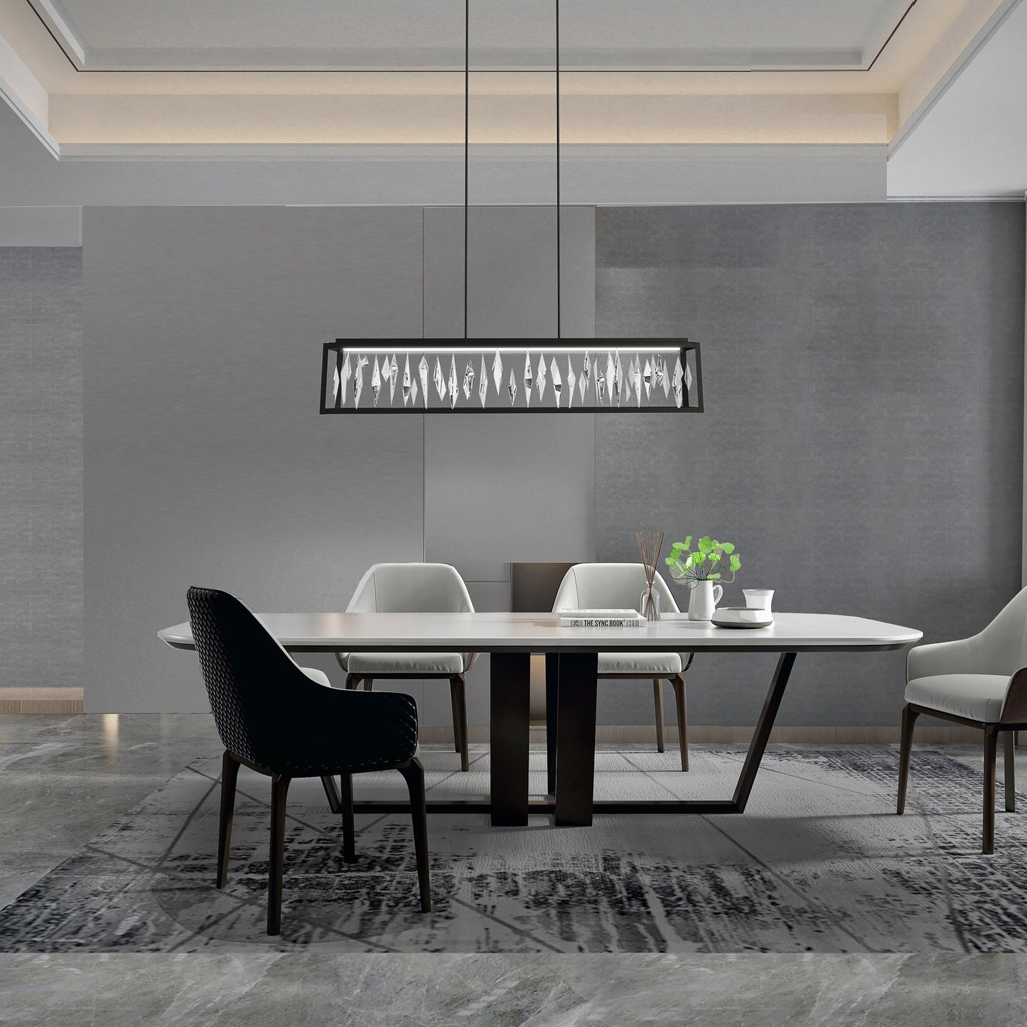 Geometric Crystal LED Linear Pendant Light