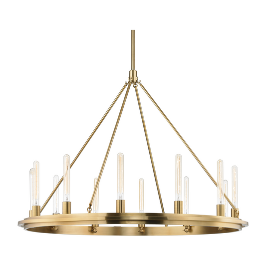 Hudson Valley Lighting Chambers 12 Light 45 inch Chandelier Ceiling Light / Aged Brass