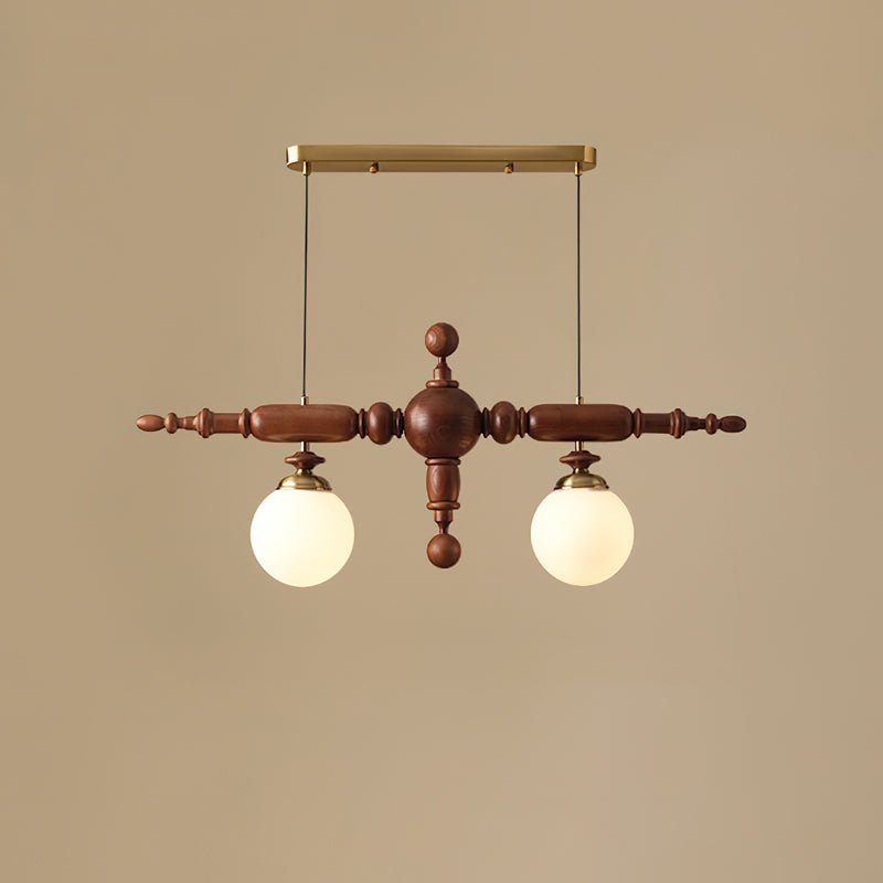 Linear Wooden Globe Chandelier