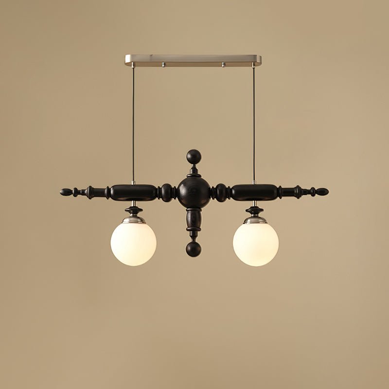 Linear Wooden Globe Chandelier