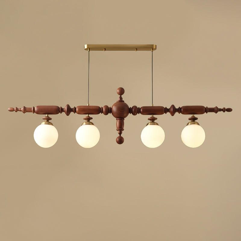 Linear Wooden Globe Chandelier