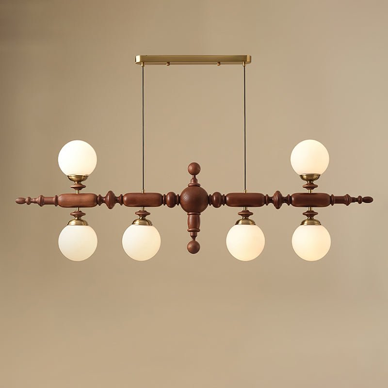 Linear Wooden Globe Chandelier
