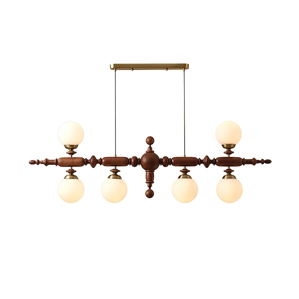 Linear Wooden Globe Chandelier
