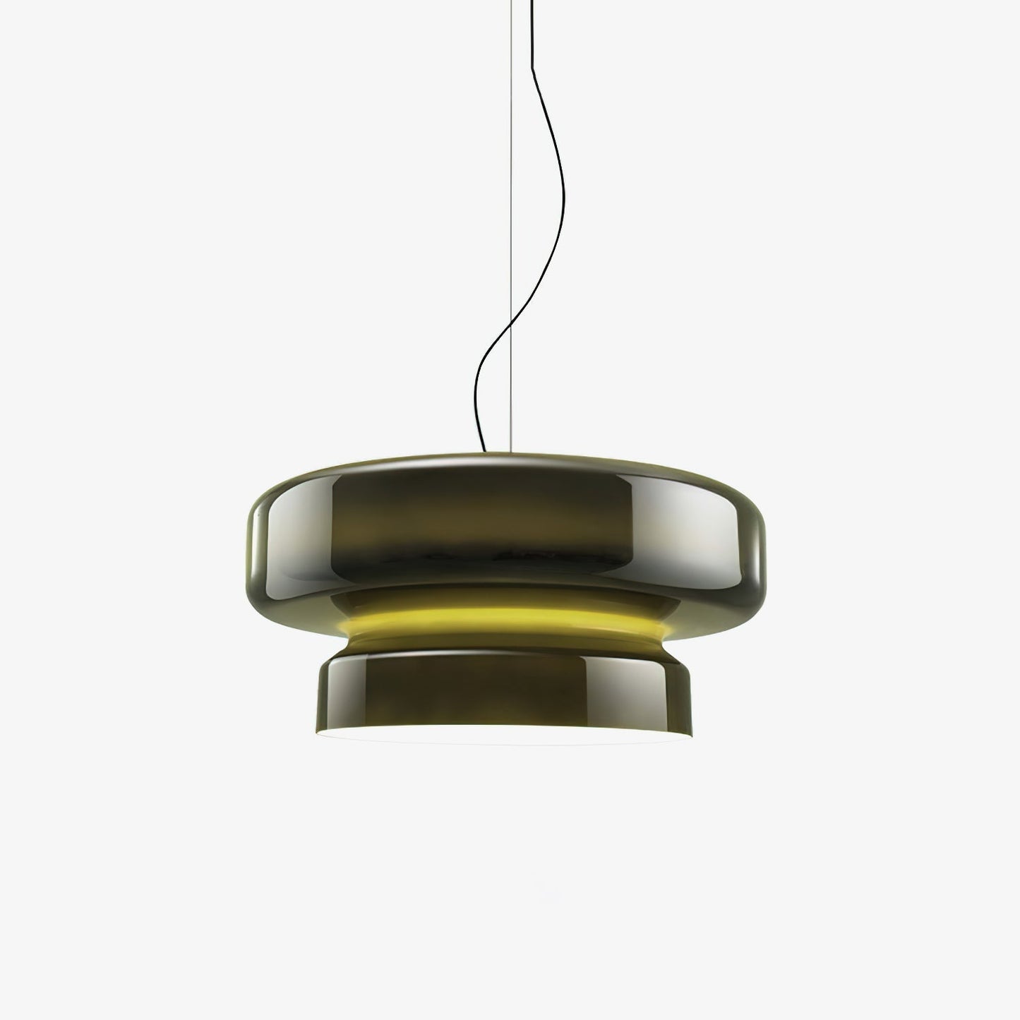 Organic Glass LED Pendant Light / ∅ 15.7″ x H 8.3″ / Dia 40cm x H 21cm / Amber / Warm Light