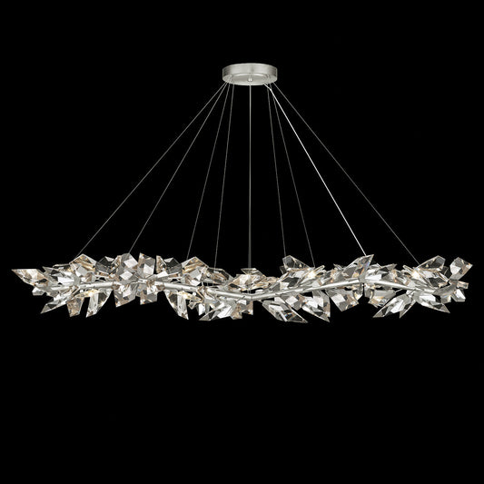 Triple-Tier Crystal Leaf Pendant Light / Silver